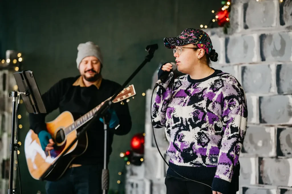 Christmas Market - band singing on stage