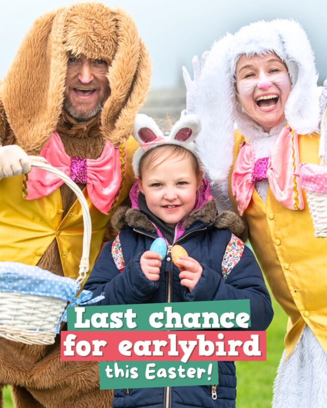 Last chance to bag those early bird prices!

Looking to join us over the Easter holidays? You are going to want to book your tickets before 10 pm on Saturday, the 14th of March, to catch those BIG savings!

Why pay more for:
🛝 plenty of play areas
🐑 Animal trail
🚜 Tractor trailer ride
⛳️ Mini golf 
🚂 Quad train ride *
⬆️ Bouncy pillows *
*weather dependant

You know what you need to do 👀