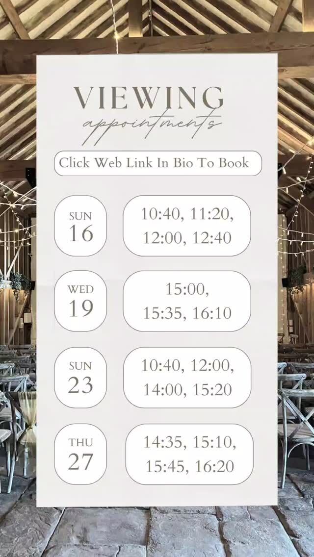 Could we be your dream wedding venue? ✨

 We still have mid-week and weekend appointments available for tours of our beautiful, charming, and rustic barn! 🗓️

You will be greeted by Josh (Venue Manager and part of the Over Farm family, so has been working at Over Farm his whole life!) or Jordan (our lovely Assistant Manager who has been with us for nearly 2 years now).

 They are the heart of our venue and are dedicated to helping you plan the most unique and special day. They look forward to showing you around and answering any questions you have along the way. 

Come see the magic for yourself! 

 Tap the web link in bio to schedule your visit. 📲

#dreamwedding #venuehunting #weddinginspo #barnvenue #meettheteam #overfarm #weddingdayready