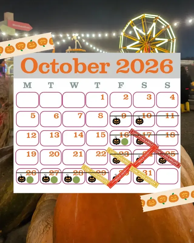 🚨Tonight, the 30th of October 2026, Pumpkins After Dark is SOLD OUT 🎃😱 There are NO TICKETS ON THE DOOR, you WILL be turned away if you turn up without at ticket. For those who have booked, we can't wait to see you later! FOMO 😭🧐 There are still tickets for tomorrow evening 💡 Head to the link in our bio, or use this link: https://f.mtr.cool/jii4om68wq